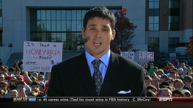 Illustration for article titled Cow Costume-Clad Character Continues Clowning Around College GameDay, Also There's Pot & Rape Jokes